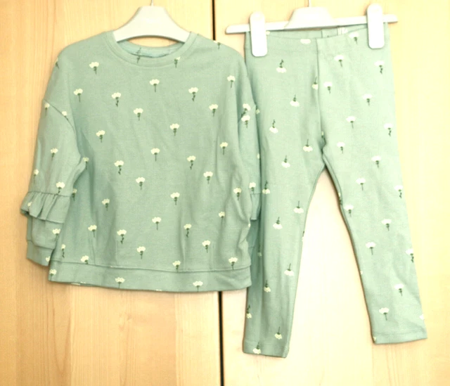 NEXT Girls Green Floral Jumper & Matching Leggings Age 2-3 Years BNWT