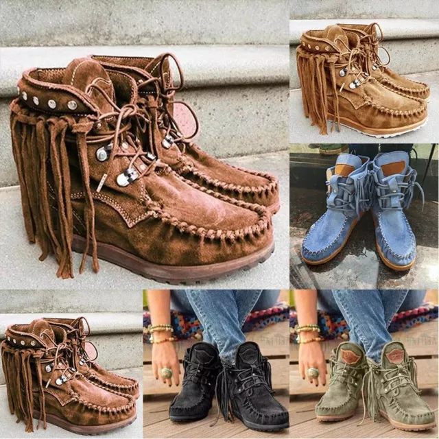 Bottines plates à franges shop