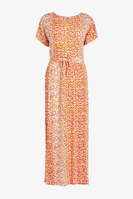 NEXT Pink Orange Animal Print Jersey Maxi Dress Size 12-14 BNWT RRP £30 Summer