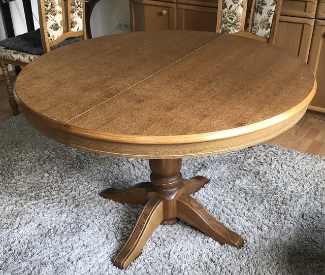 ESSTISCH HOLZ AUSZIEHBAR rund/oval, gebraucht, 105 cm Durchmesser bzw