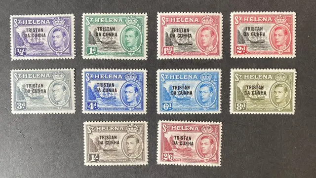 Tristan Da Cunha KGVI 1952 St Helena Overprints Short Set SG1-10 MM