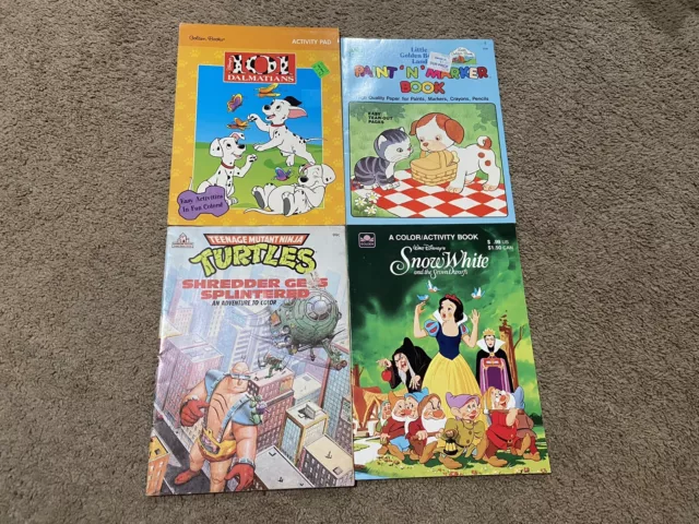 Vintage 1980’s-90s Coloring Activity Book Lot Of 4 Unused Golden TMNT Snow White