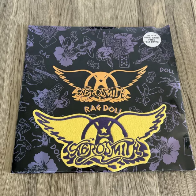 Aerosmith Rag Doll 12” vinyl single with free felt patch New Sealed