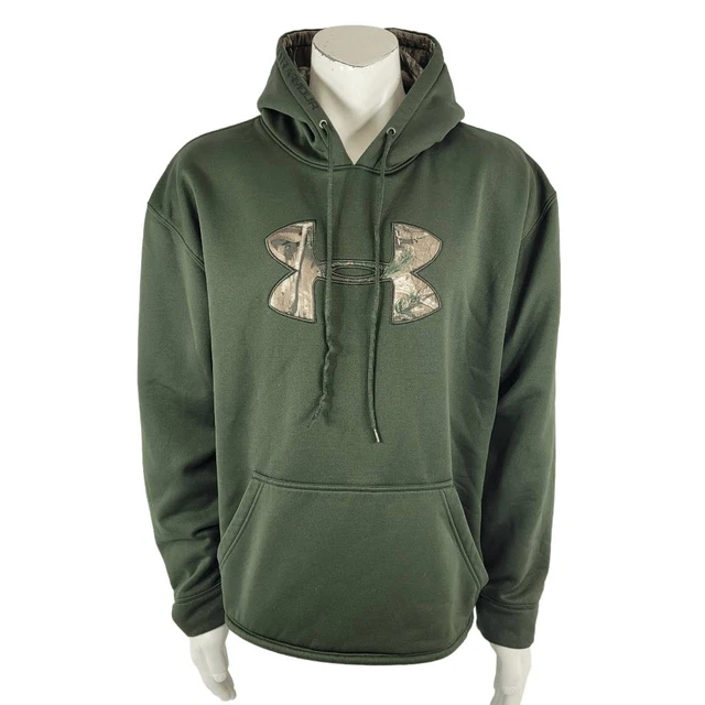 Under Armour Storm loose fit mens size 2XL green camo hunting hoodie sweatshirt