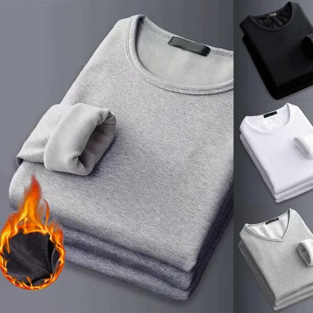 Nuovo Qualità Uomo Termico Top Camicia Autunno Inverno Fondo Modale + Cotone