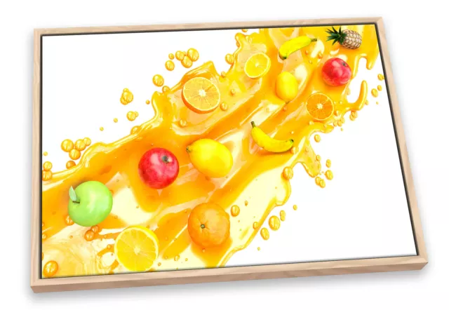 Fruit Juice Splash Slices Kitchen Orange CANVAS FLOATER FRAME Wall Art Print