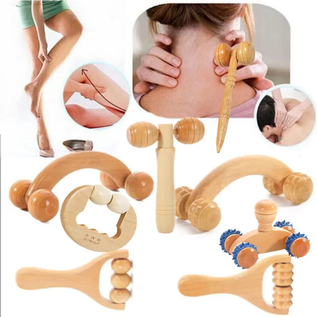 New 5 Rows Wheel Wooden Massager Wood Roller Foot Massager Relax Relief
