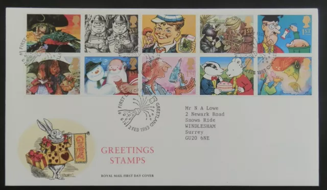 GB FDC 1993 Greeting Stamps First Day Cover Greetland PMK