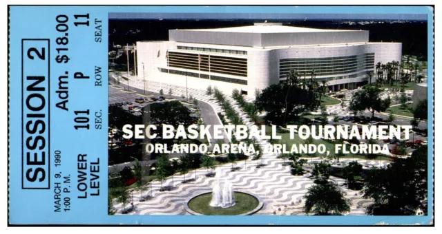 1990 SEC Basketball Tournament Ticket 03/09 Shaquille O'Neal