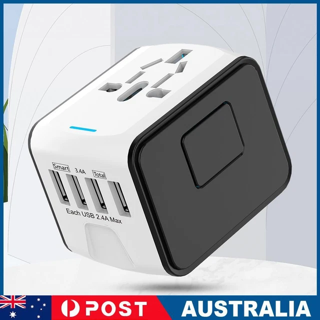 Outlet Adapter 4USB AC Power Plug Adapter for USA EU UK AU Cell Phone Laptop