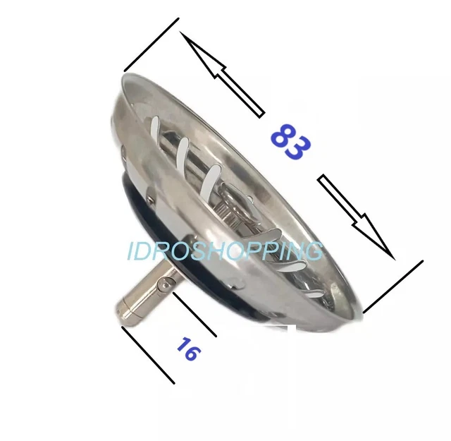 Tappo Lavandino Universale Ø82mm - Filtro Con Funzione 2 In 1 - Foto 4