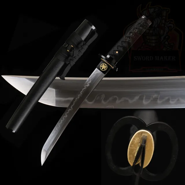 T10 Steel Clay Tempered Japanese Samurai Short Sword Real Hamon 20'' Tanto