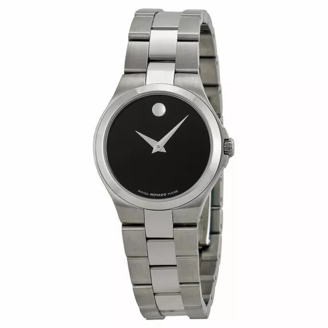 MOVADO Womens Black Museum Dial Quartz Stainless Steel Watch - 0606558