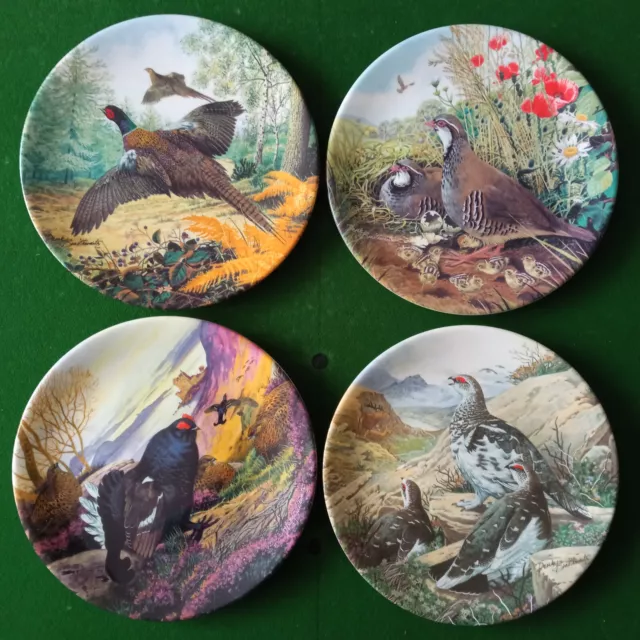 Set of 4 Royal Grafton THE BRAITHWAITE GAME BIRD collectors plates 1980s Vintage