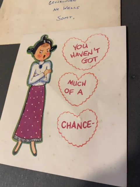 1955 Vintage Greetings Card Suffragette Colours Comical No Getting Away From Me