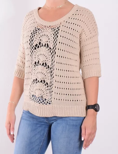 Noa Noa Damen Pullover Sweater Strick Gr.M (DE 38) Ramie Beige 90333