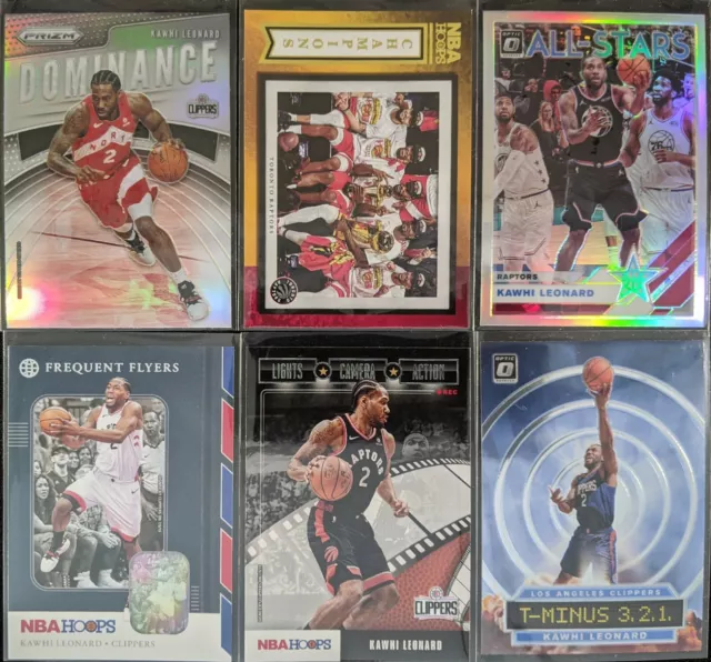 Lot of (6) Kawhi Leonard, Including Dominance silver, Optic Holo, NBA Champions