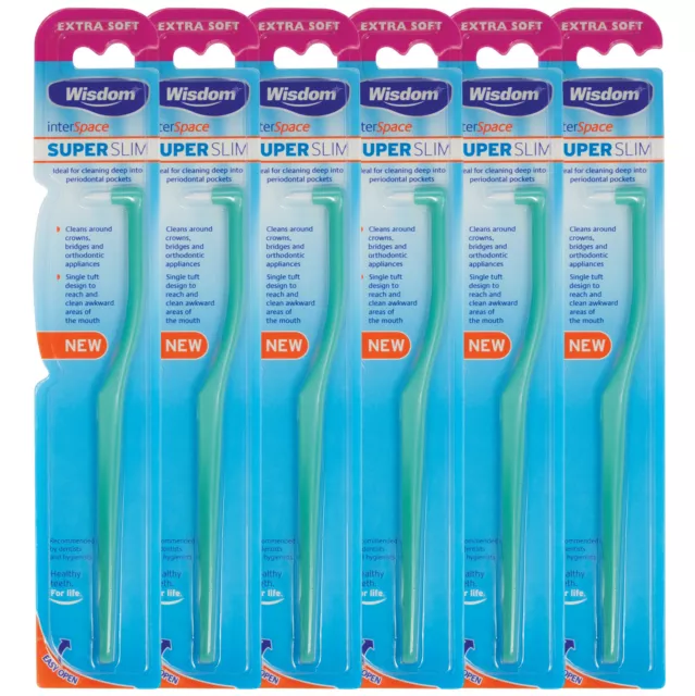 6 x Wisdom Interspace Super Slim Extra Soft Interdental Toothbrush