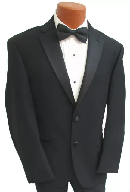 Men's Black Calvin Klein Tuxedo Jacket Two Button with Satin Notch Lapels Wool