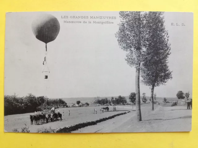 cpa AVIATION MANOEUVRE MILITAIRE de la MONTGOLFIÈRE Airship Balloon BALLON