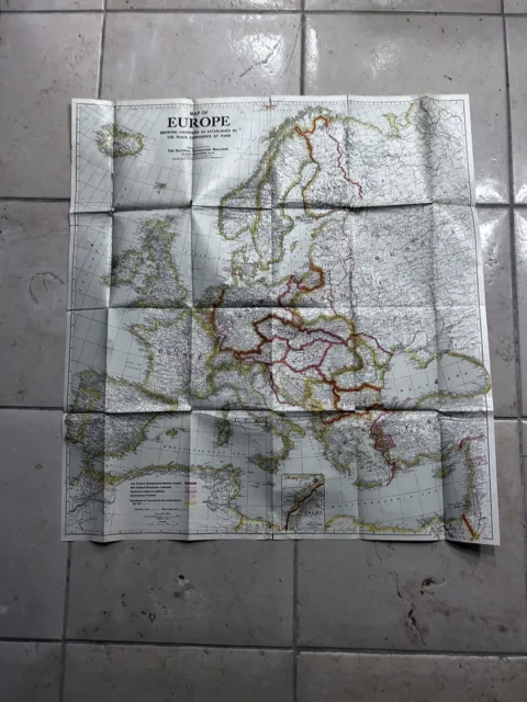 Vintage MAP OF EUROPE AT THE PARIS PEACE CONFERENCE 1920 National Geographic