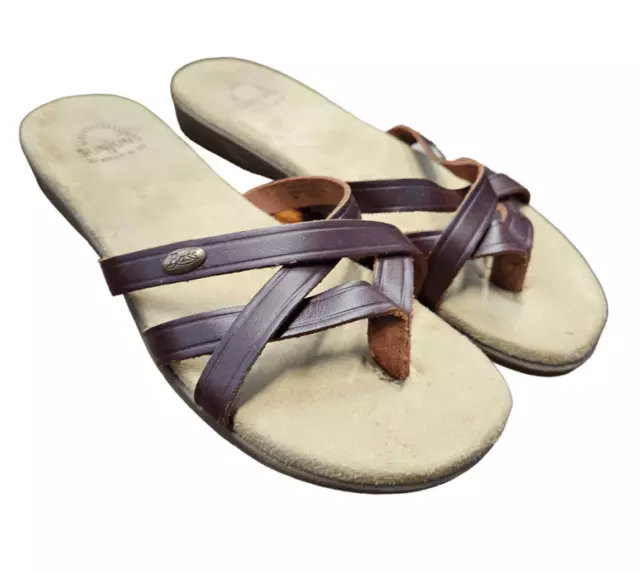 BASS Leather Sunjuns Strappy Sandals size 7 New without Box Sumer Vacation Thong