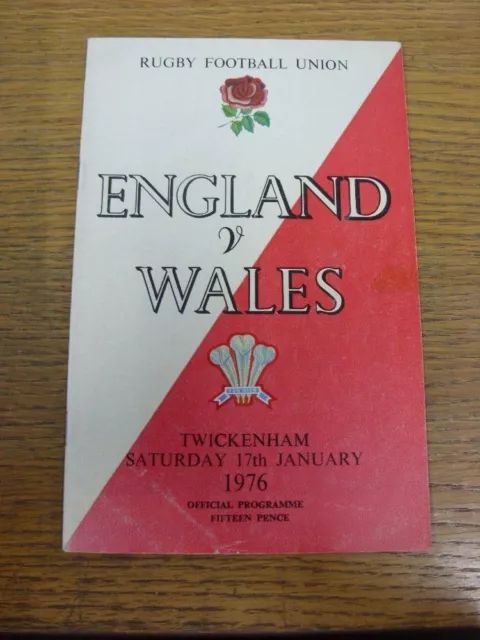 17/01/1976 Rugby Union Programme: England v Wales [At Twickenham] (slight sellot