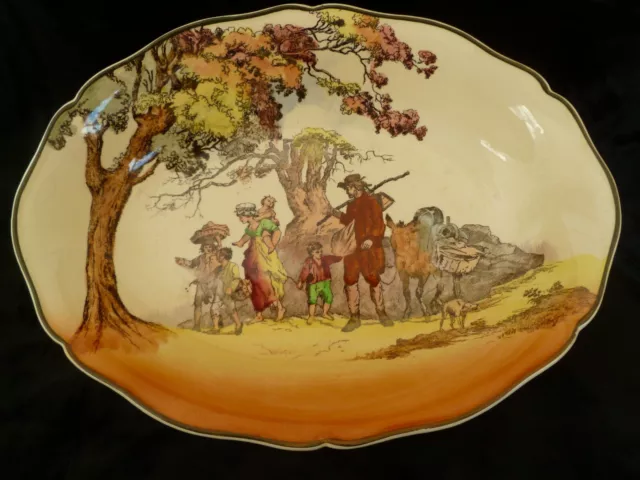 Vintage/Antique Royal Doulton English Old Scenes 'The Gleaners' Large Oval Dish