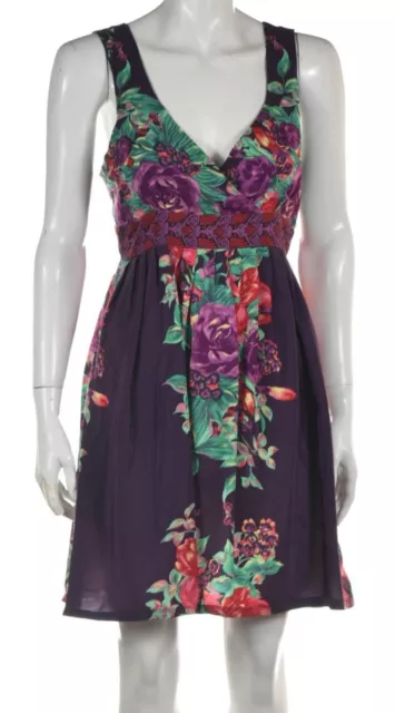 Plenty by Tracy Reese Womens Dress Size 6 Purple Floral Fit & Flare Above Knee