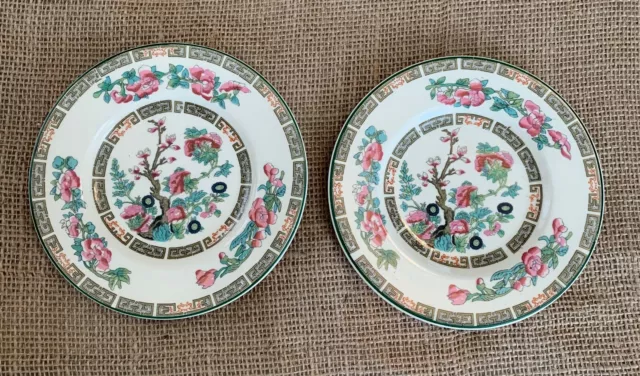 Wood's Ivory Ware Indian Tree 5-3/4" Bread Plates Green Trim England - Set 2
