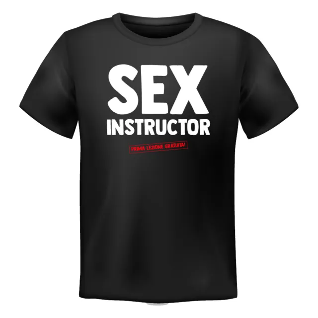 Maglietta Uomo Divertente Sex instructor prima lezione gratuita t-shirt ironica