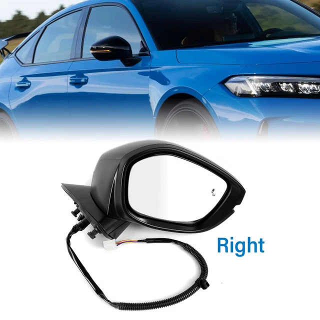 For 2022 Honda Civic 8 Pins Driver Right Side Mirror Blind Spot Heated Black