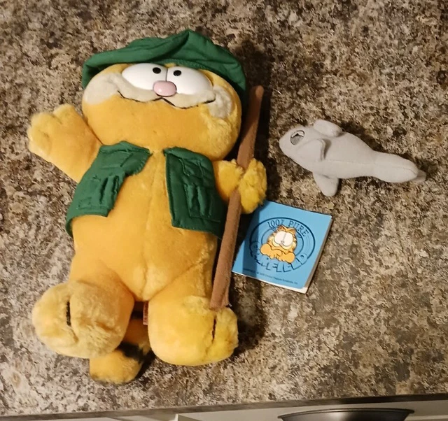 VINTAGE PLUSH GARFIELD Fisherman Fishing Comic Strip Cat 1980s Rare 10
