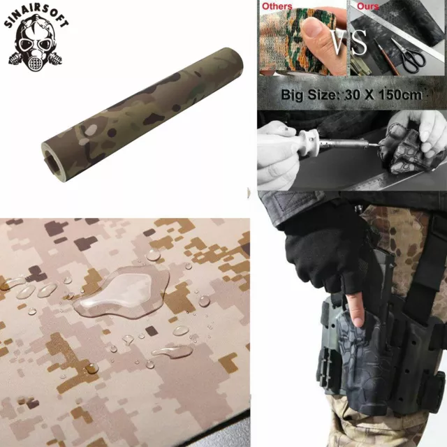 Tactical Hunting Camo Sticker Elastic Cloth Tape Self-adhesive Wrap MC 150x30cm