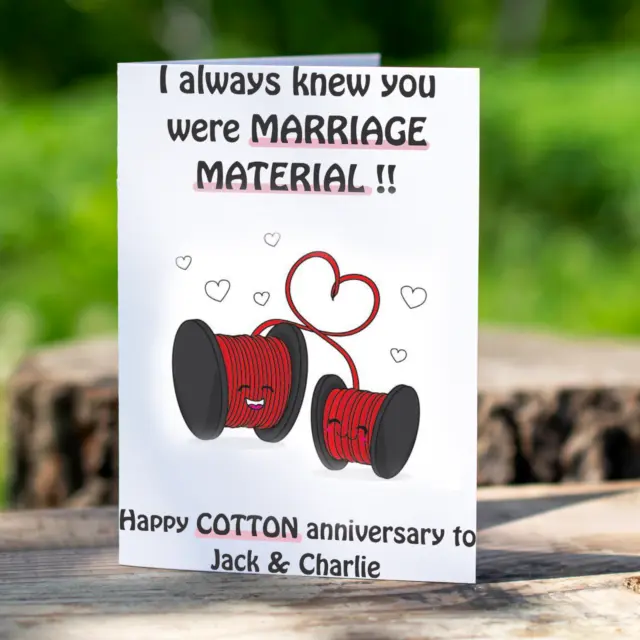 Personalised 2nd Cotton Wedding Anniversary Card For Wife For Husband Card Gift