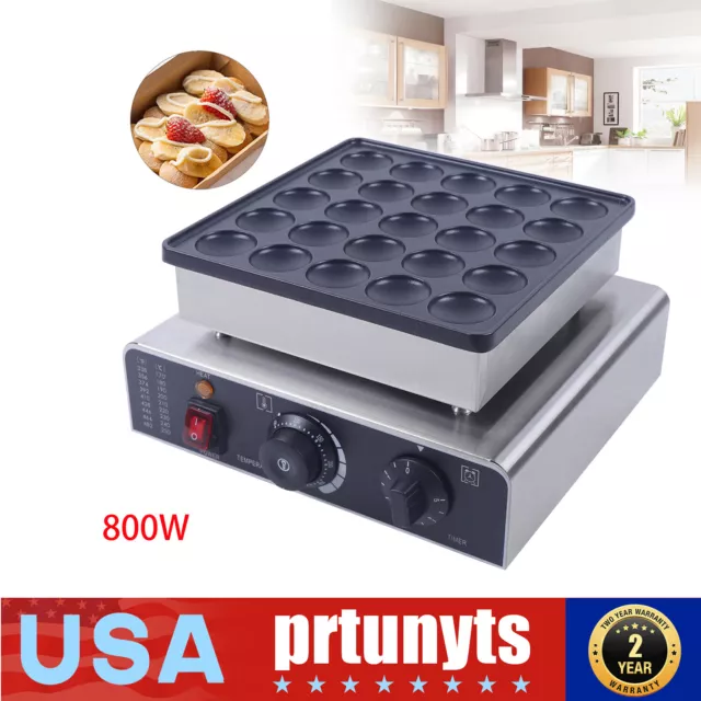 800W Commercial Mini Dutch Pancake Baker 25 Holes Waffle Maker Machine Nonstick