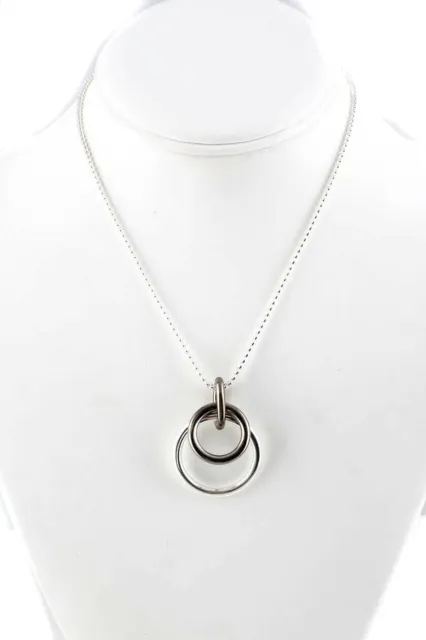 Folli Follie Womens Silver Tone Metal Double Circle Hoop Ring Pendant Necklace