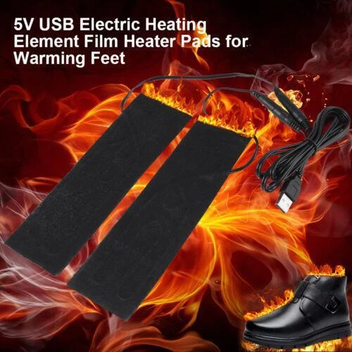 USB Heating Film Pad for Knee/Shoe Warmer (2 Pack) - 5V Heat Pair