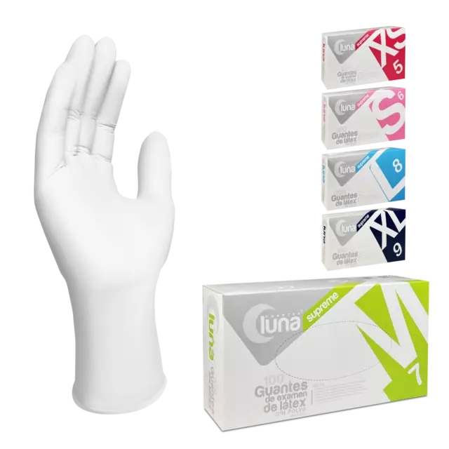 Guantes Látex 100 uds/caja | Tallas | Guantes Desechables de Látex Sin Polvo