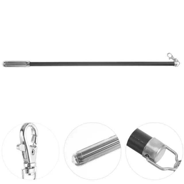 Black Drapery Pull Rod with Metal Snap for Grommet Curtains
