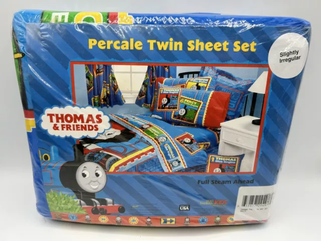 Thomas & Friends Stamp Percale Twin Sheet Set Dan River 2002 NEW Sligh Irregular