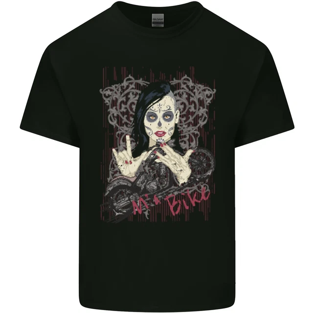 T-shirt top da uomo cotone Ma Bike Skull Biker DotD Sugar