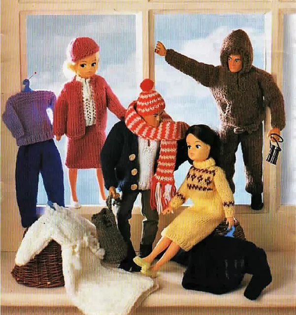 Knitting Pattern Teenage Dolls Clothes Barbie Ken Sindy 6 x Outfits DK 11.5"