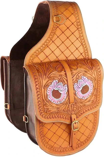 Sac de selle western pour chevaux, cuir de vachette, cuir