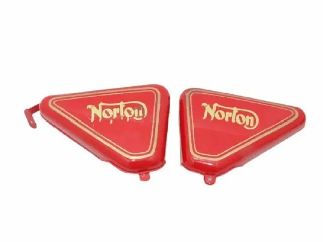 Norton Commando Roadster Rosso Dipinta Strumento Scatola Olio Serbatoio Lato Set