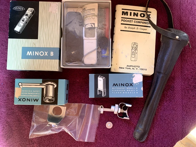 Cámara espía vintage - con accesorios, estilo James Bond - con estuche para trípode