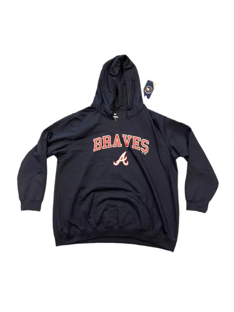 Atlanta Braves MLB Hoodie (Größe 2XL) Damen Wortzeichen Logo Kapuze - Neu