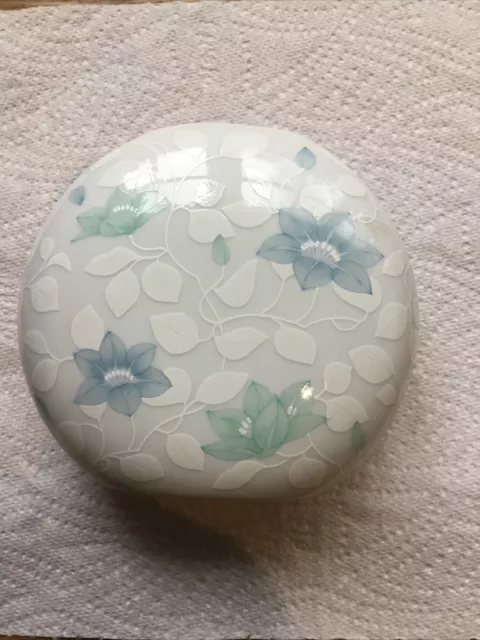 Vintage Porcelain Otagiri Japan 4.5" Vase Symphony Floral Pattern Blue White