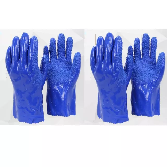 2Pairs Blue Plumbing Snake Gloves Dipping Drain Cleaning Gloves  Fishery