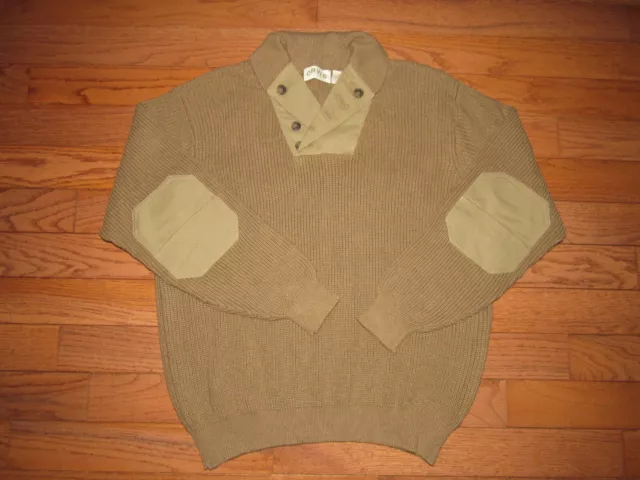 Orvis Military World War II Mechanics Shawl Collar Olive Green Sweater XL Mens